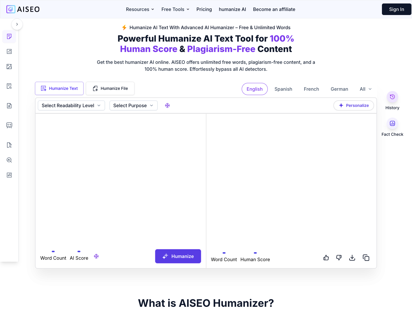 AISEO Humanizer screenshot