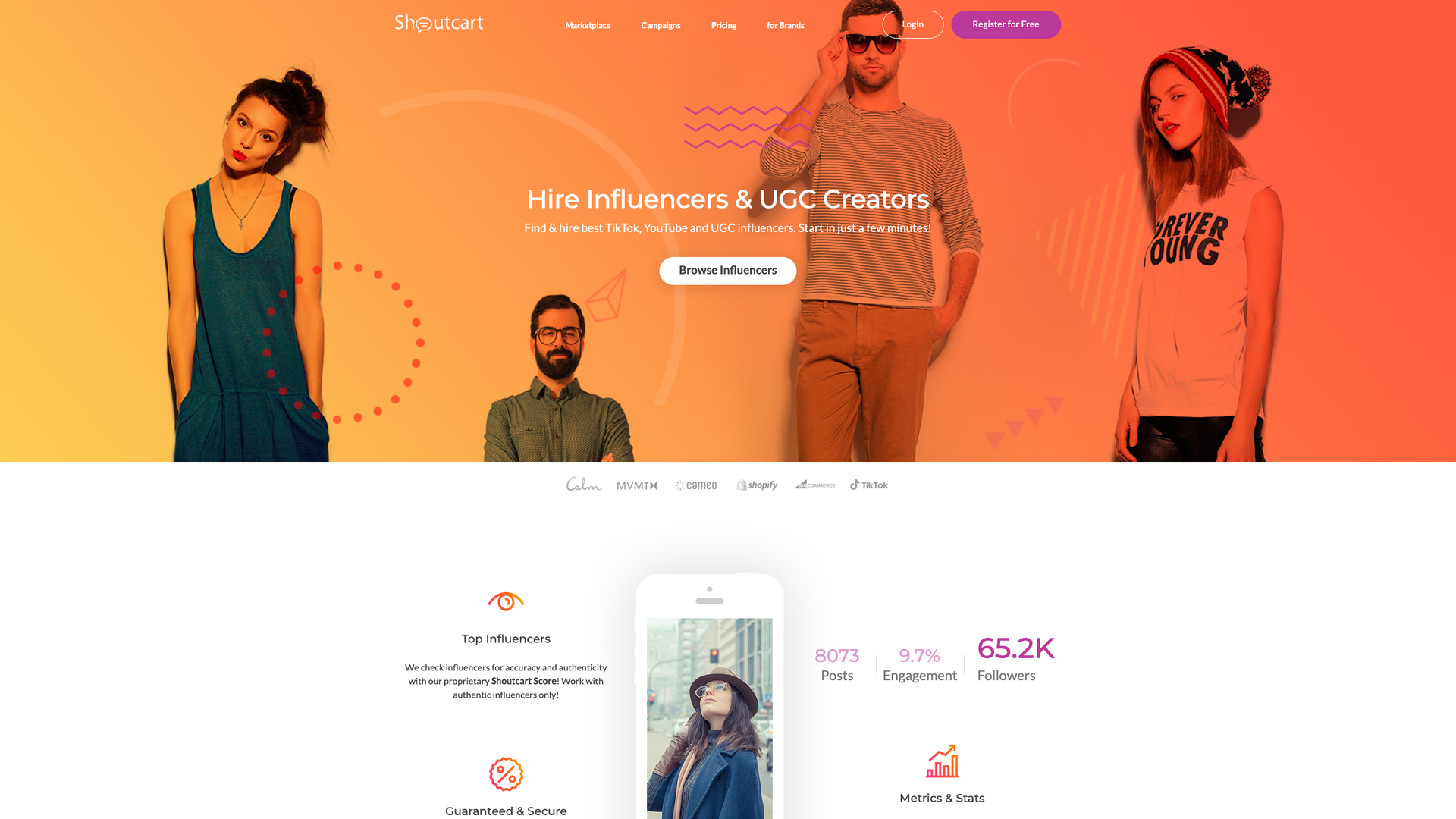 Shoutcart Influencer Marketplace screenshot