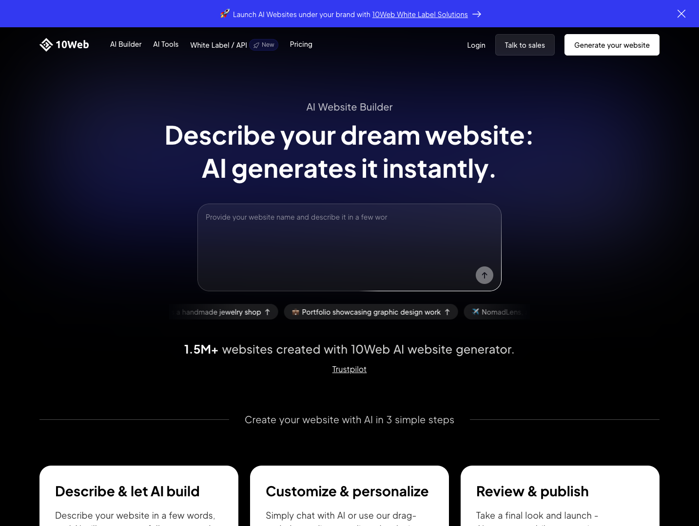 10Web AI Website Builder screenshot