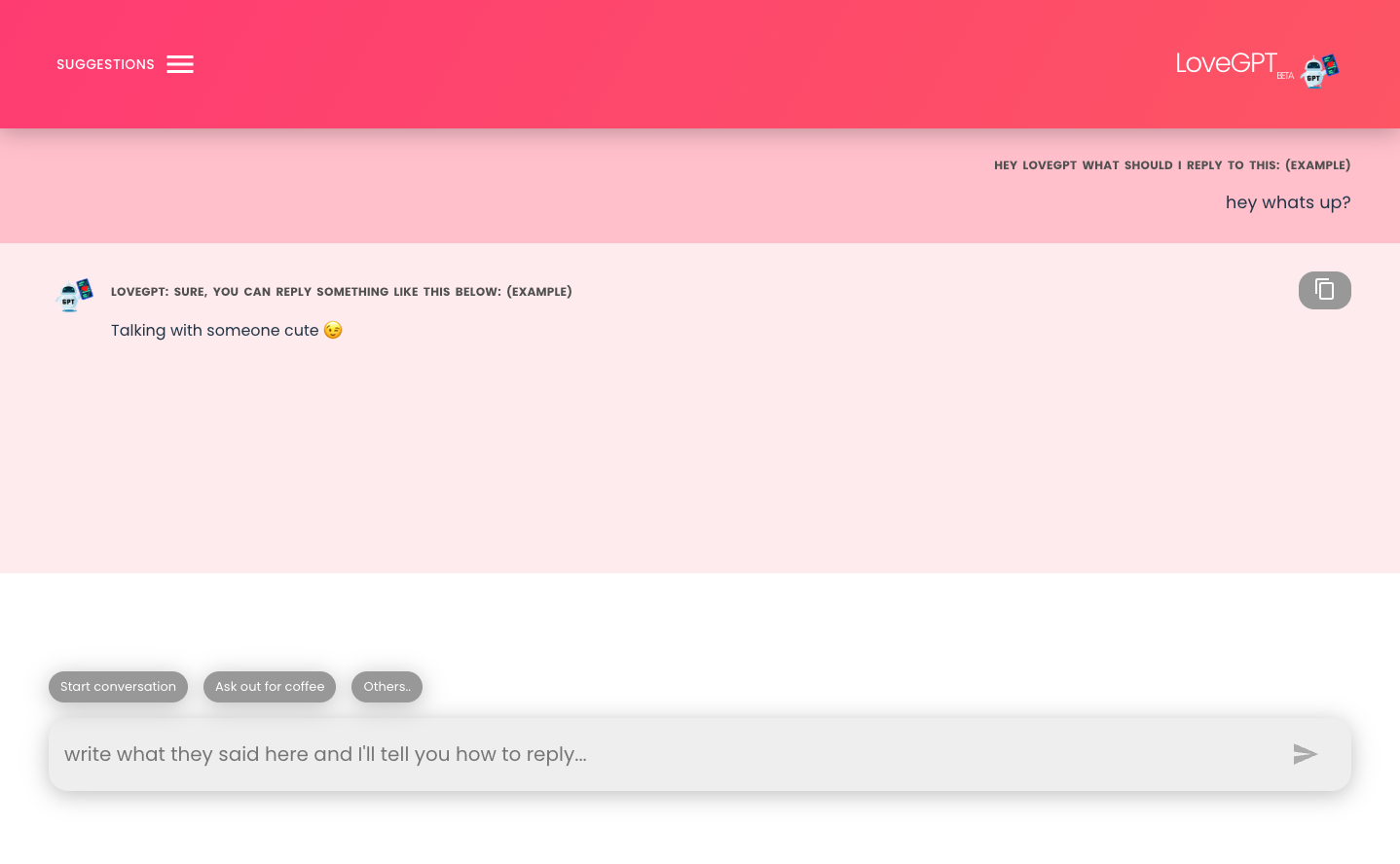 LoveGPT screenshot
