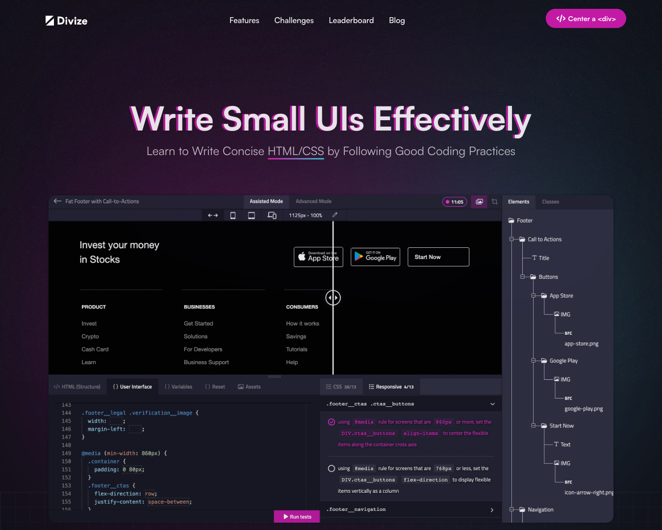Divize UI Challenges screenshot