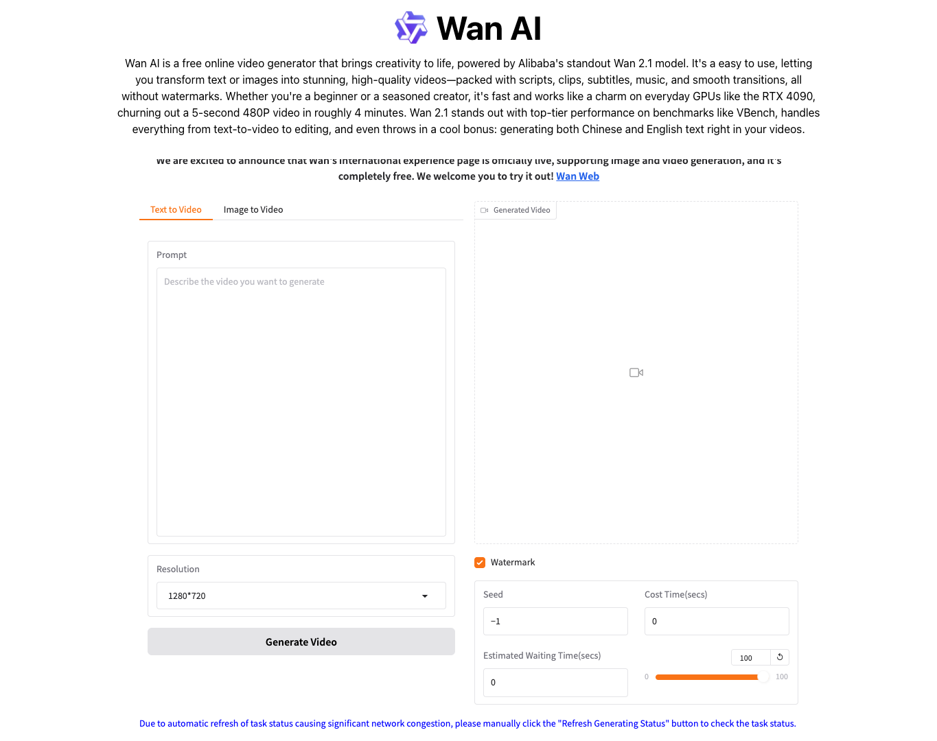 Wan AI screenshot
