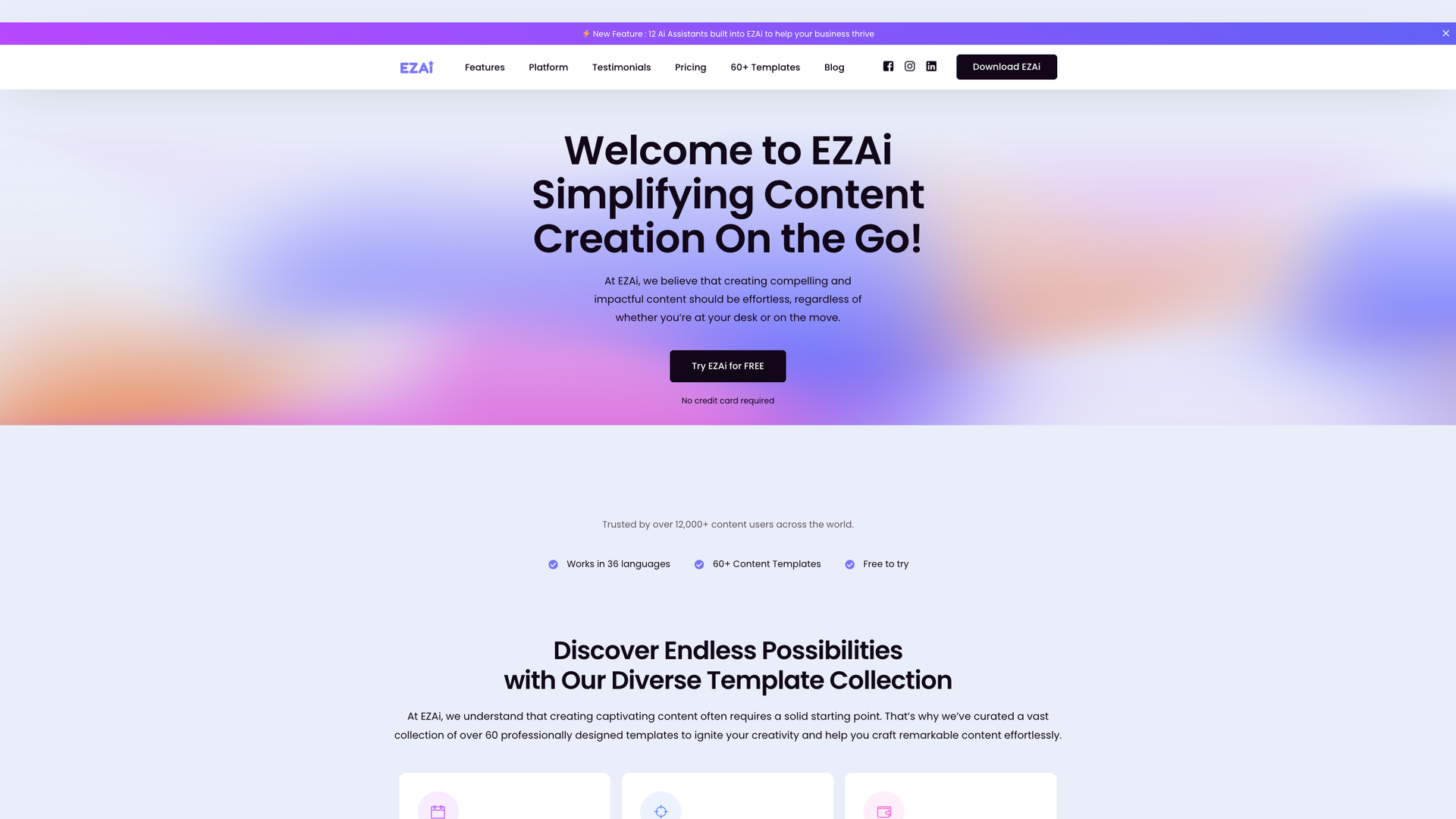 EZAi – AI Copywriting Assistant screenshot
