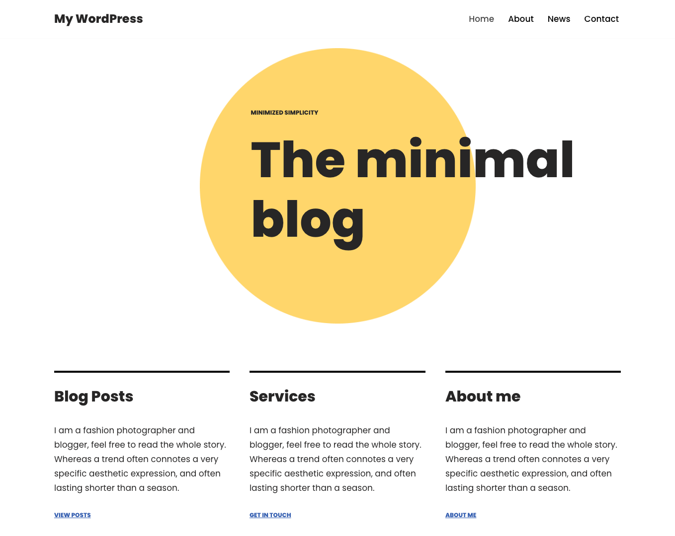 My WordPress screenshot
