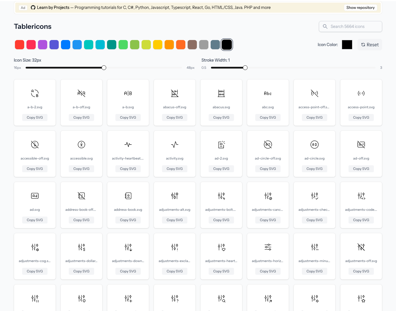 Tabler Icons screenshot