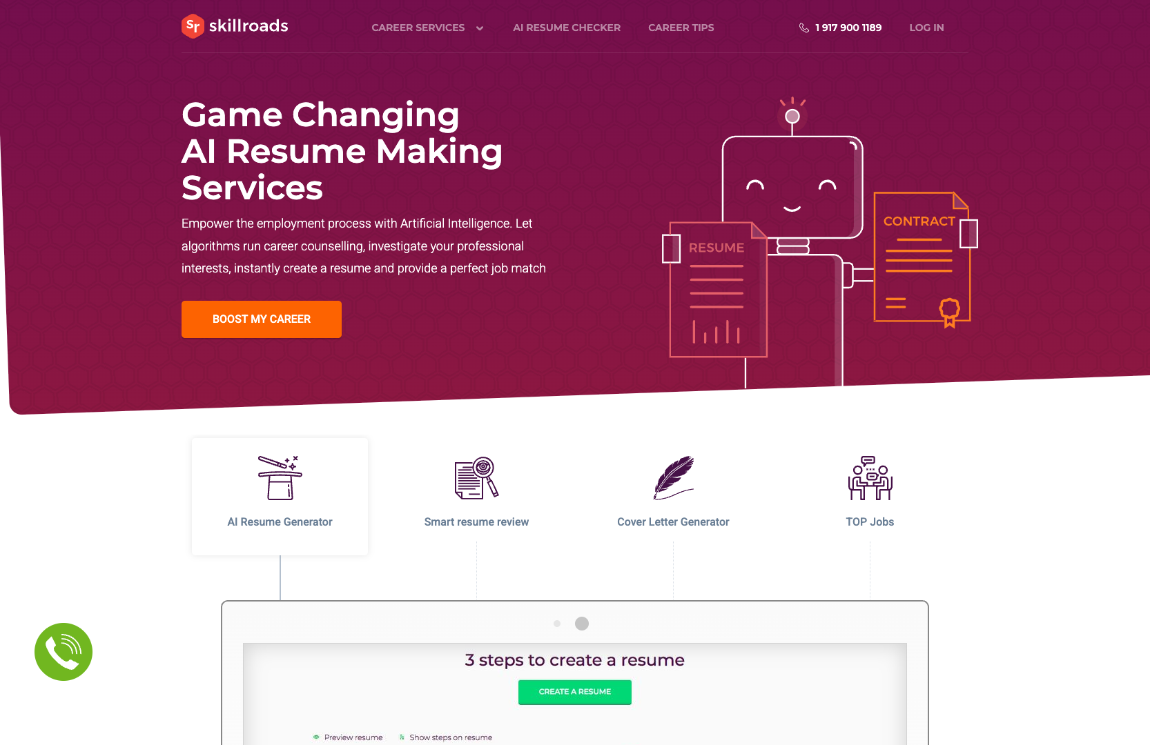Skillroads AI Resume Builder screenshot