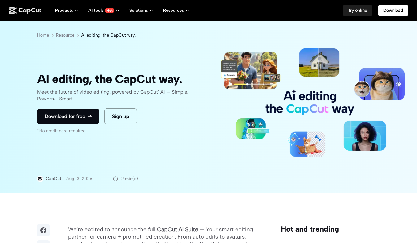 CapCut AI Editing screenshot
