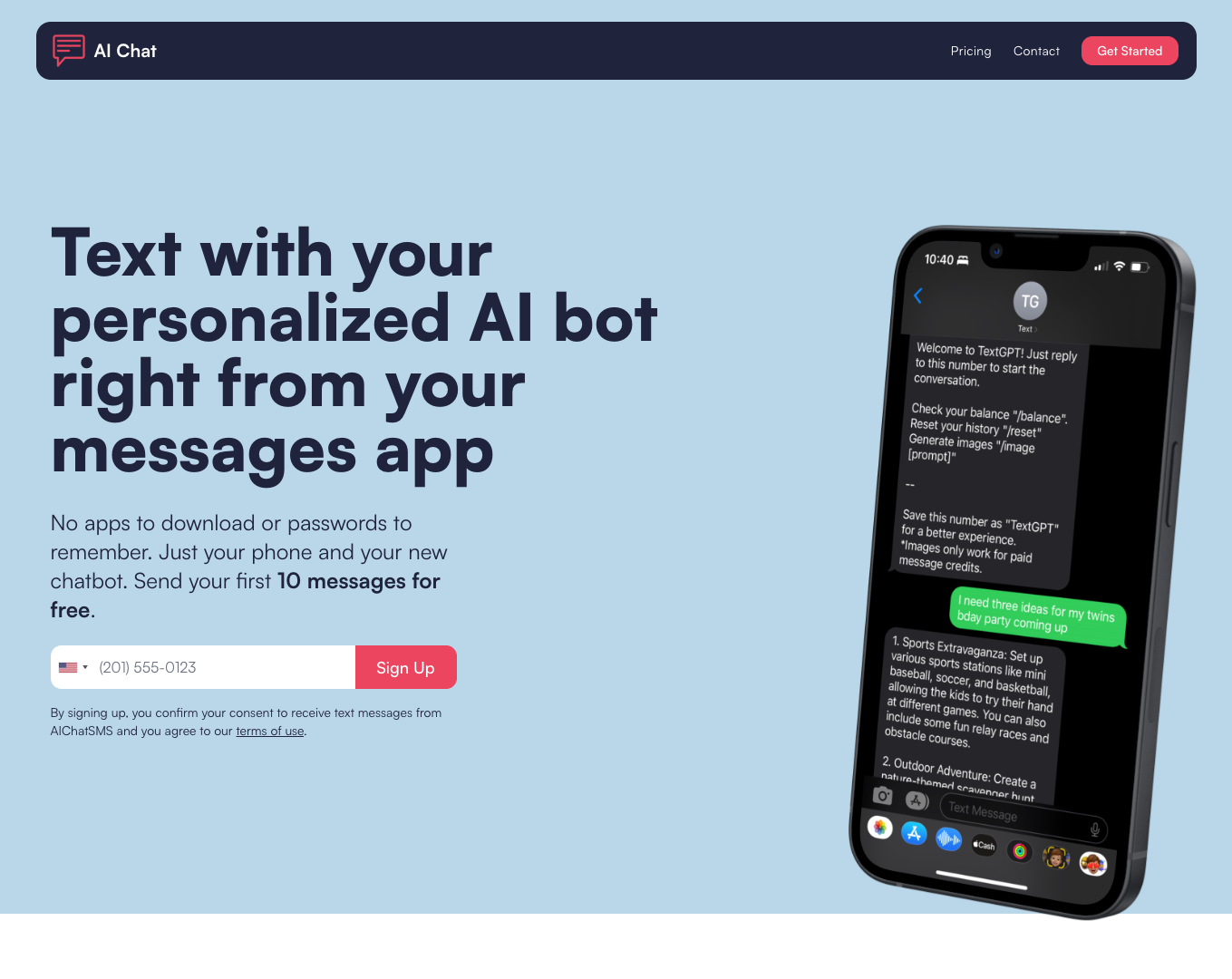 AIChatSMS screenshot