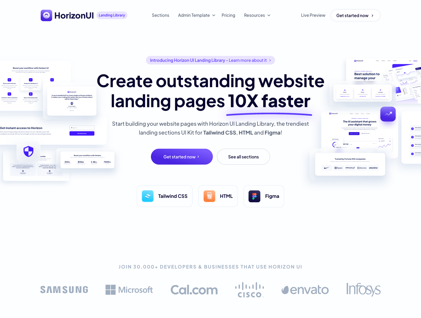 Horizon UI Landing Sections Kit screenshot
