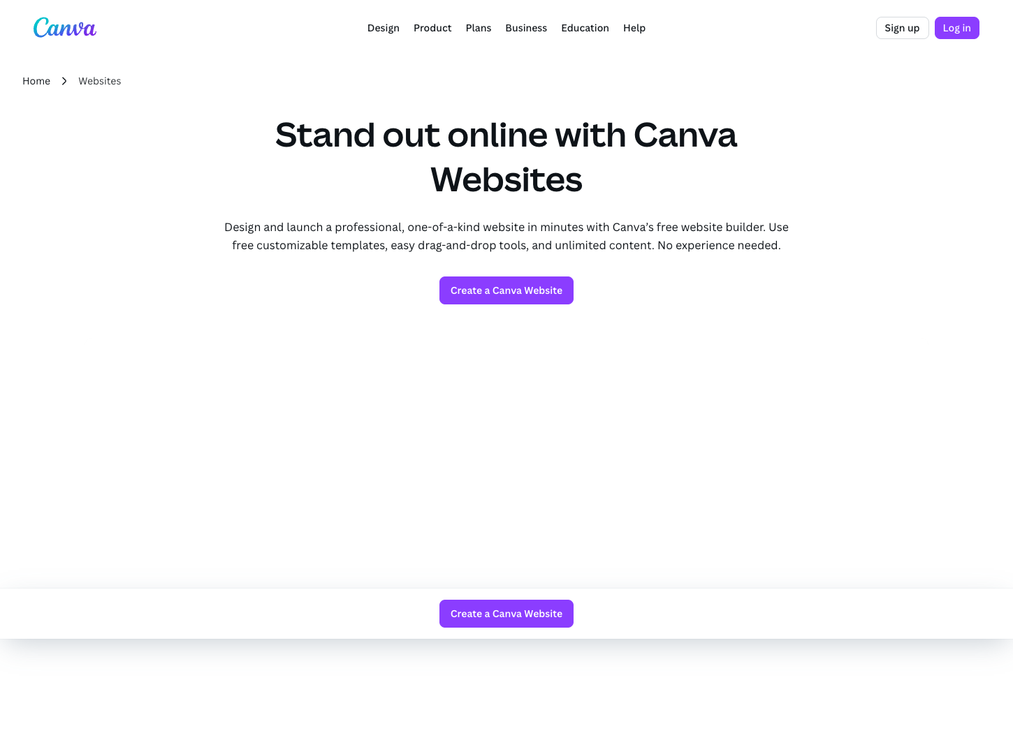 Canva Website Builder screenshot