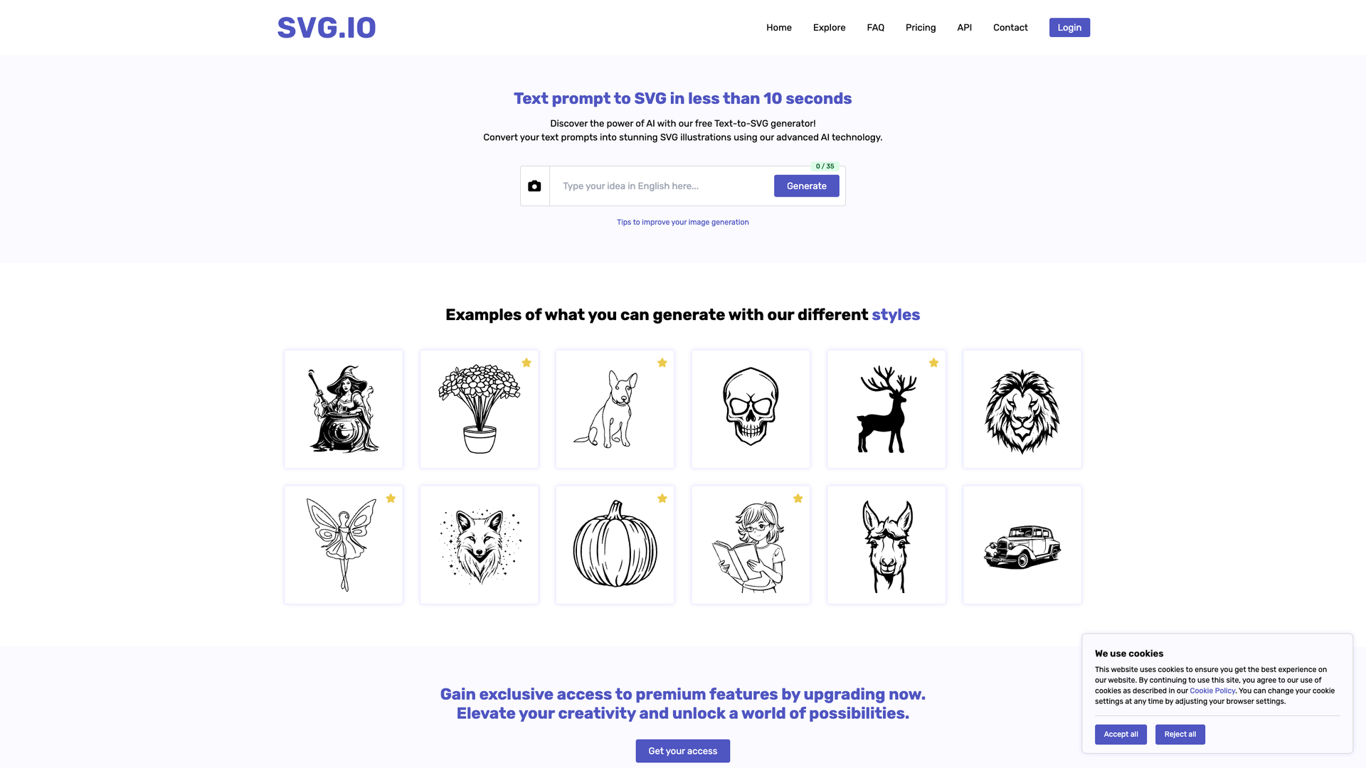 SVG.io Text‑to‑SVG AI Generator screenshot
