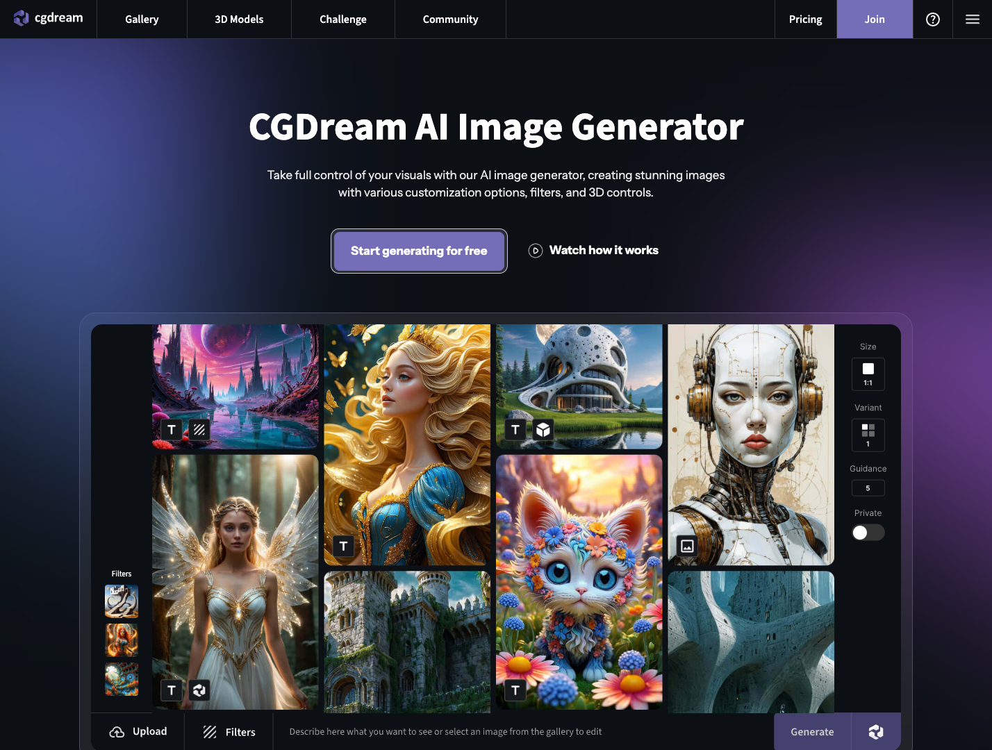 CGDream AI Image Generator screenshot