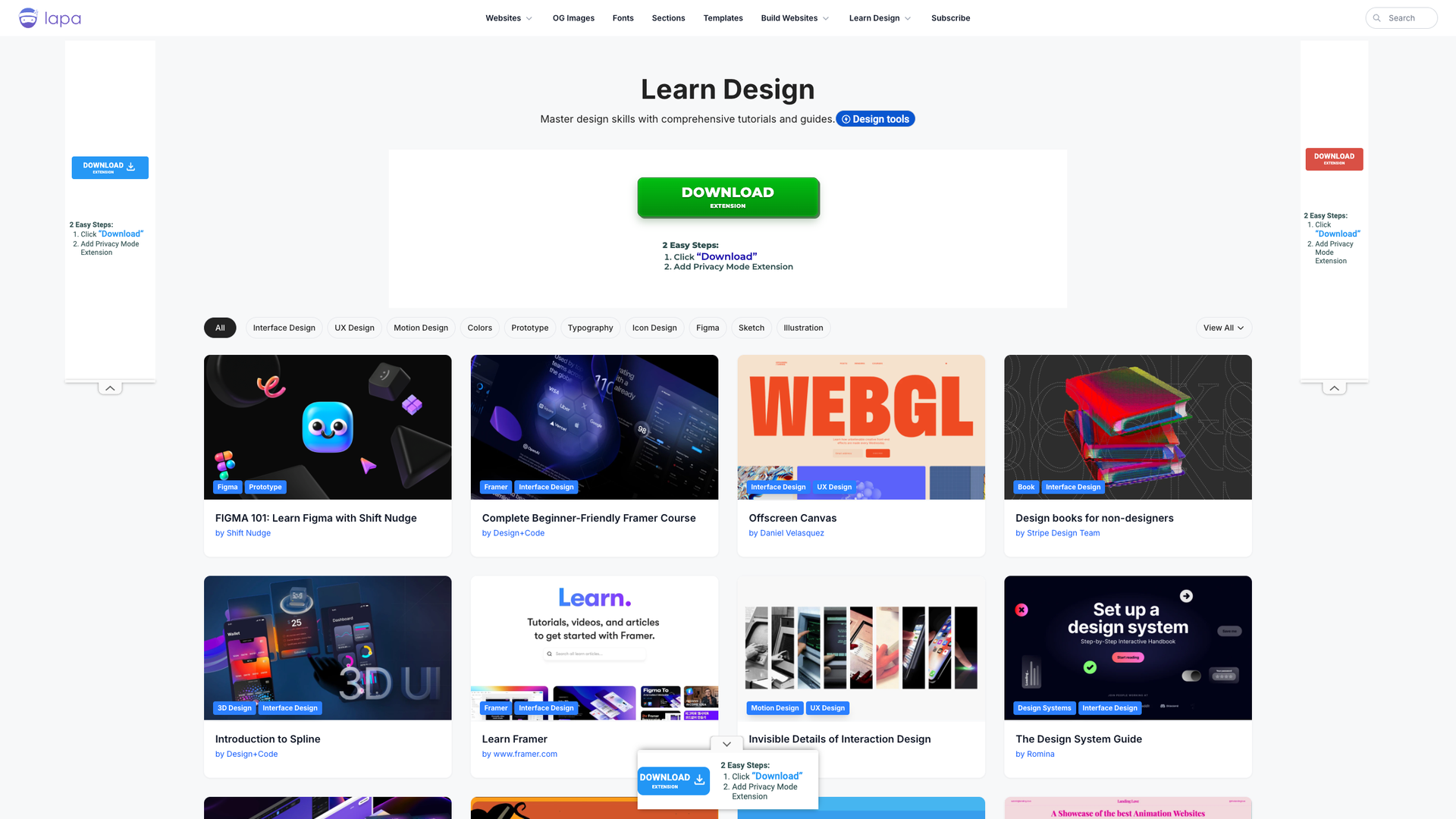 Landing Page Design Courses Collection screenshot