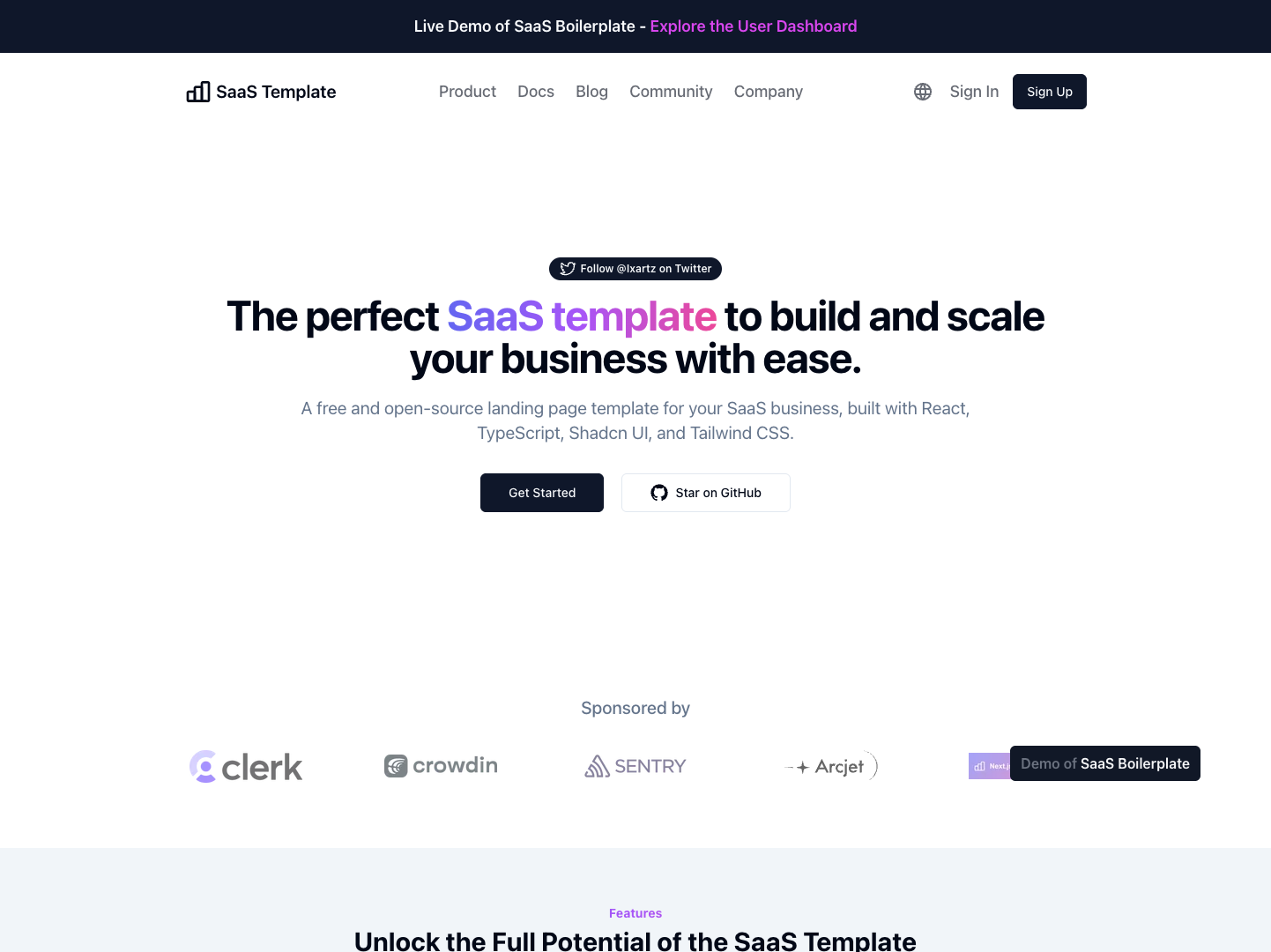 SaaS Template screenshot
