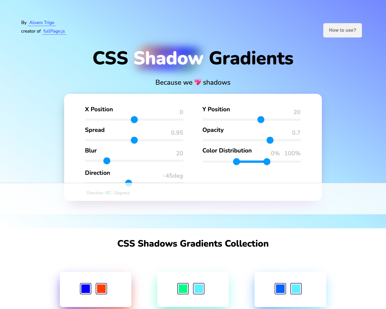 CSS Shadow Gradients Generator screenshot