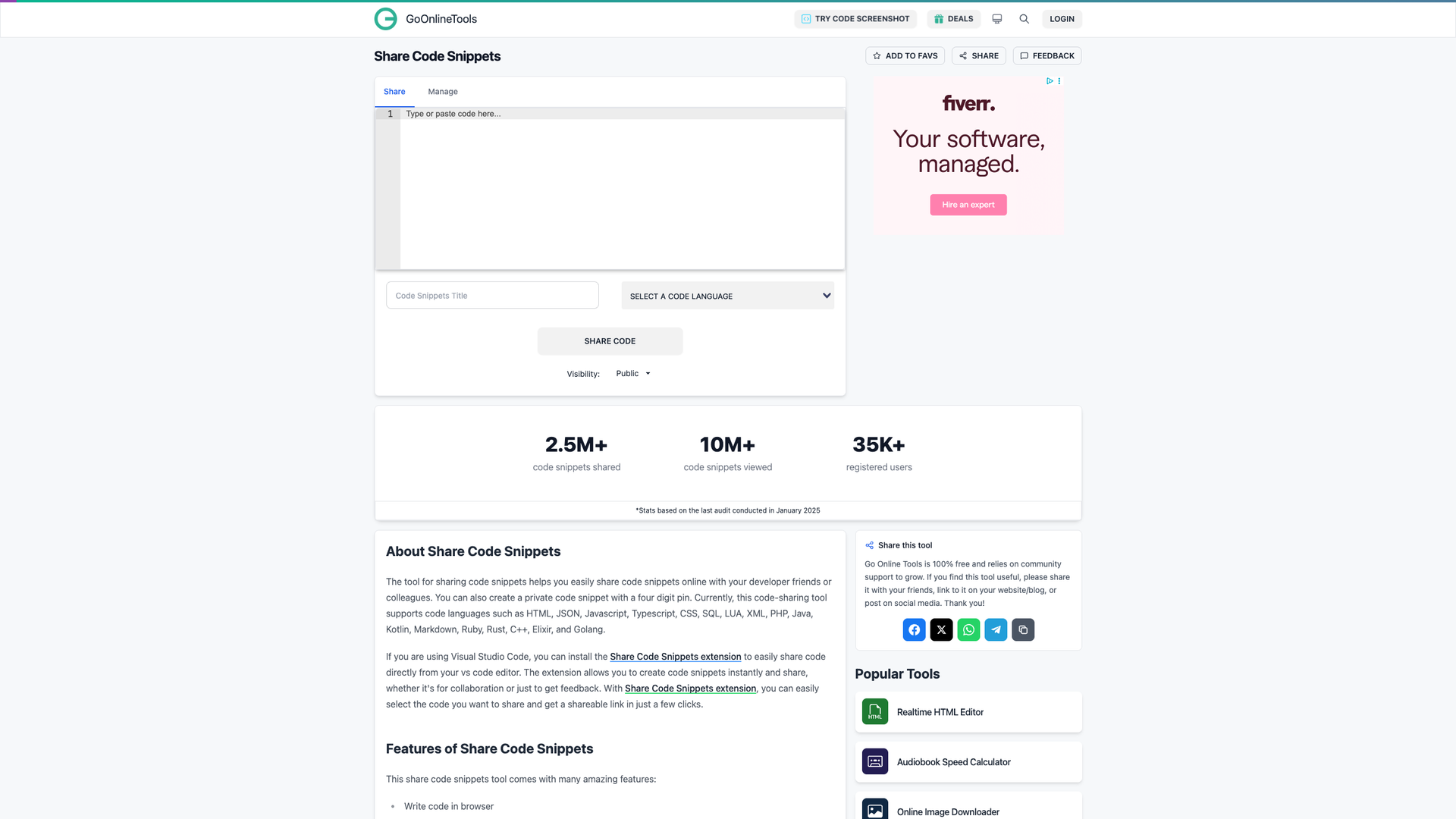 Share Code Snippets screenshot