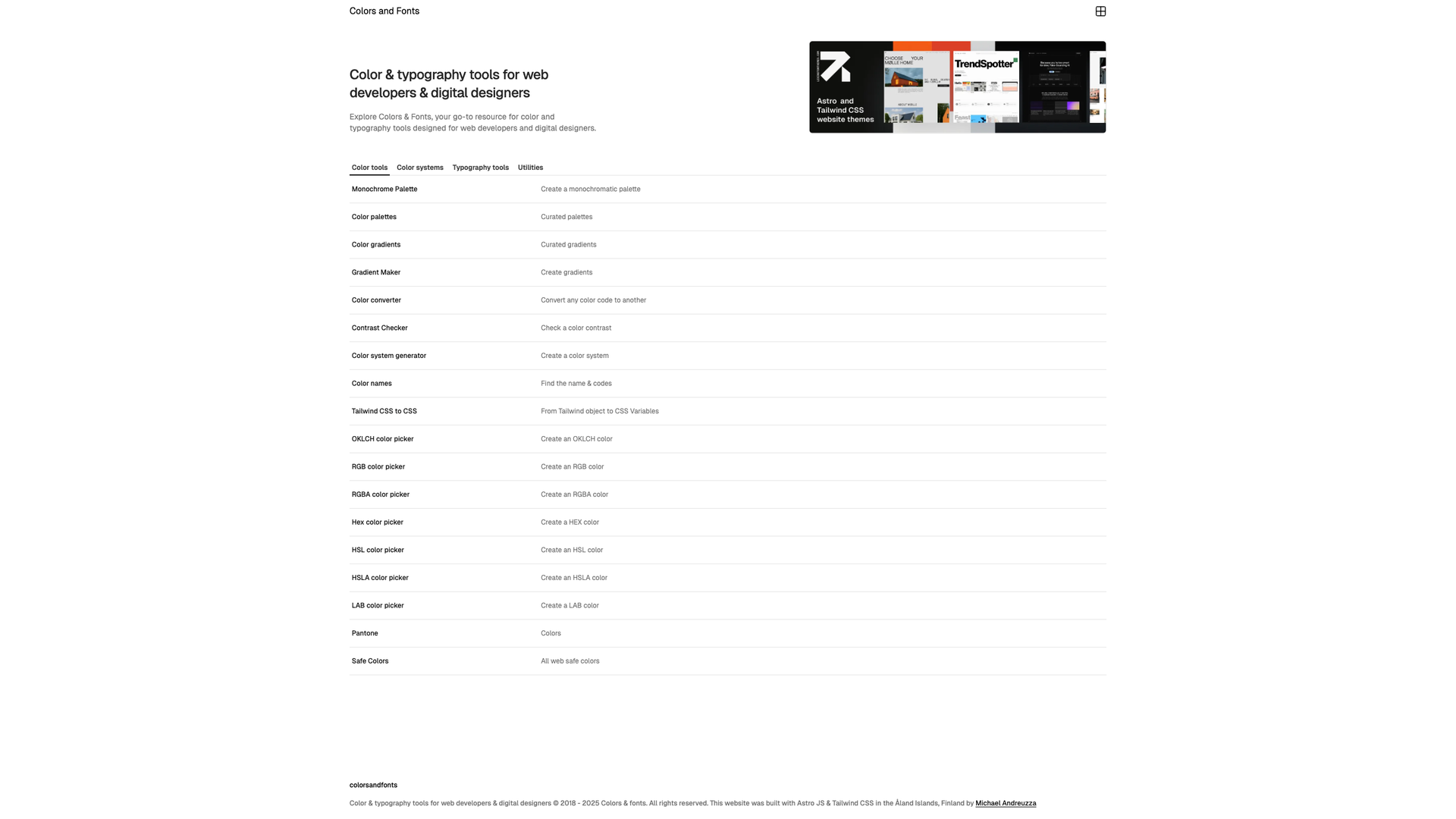 Colors & Fonts screenshot