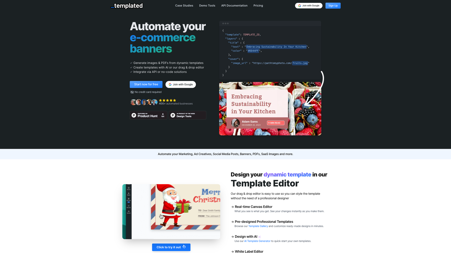 Templated screenshot