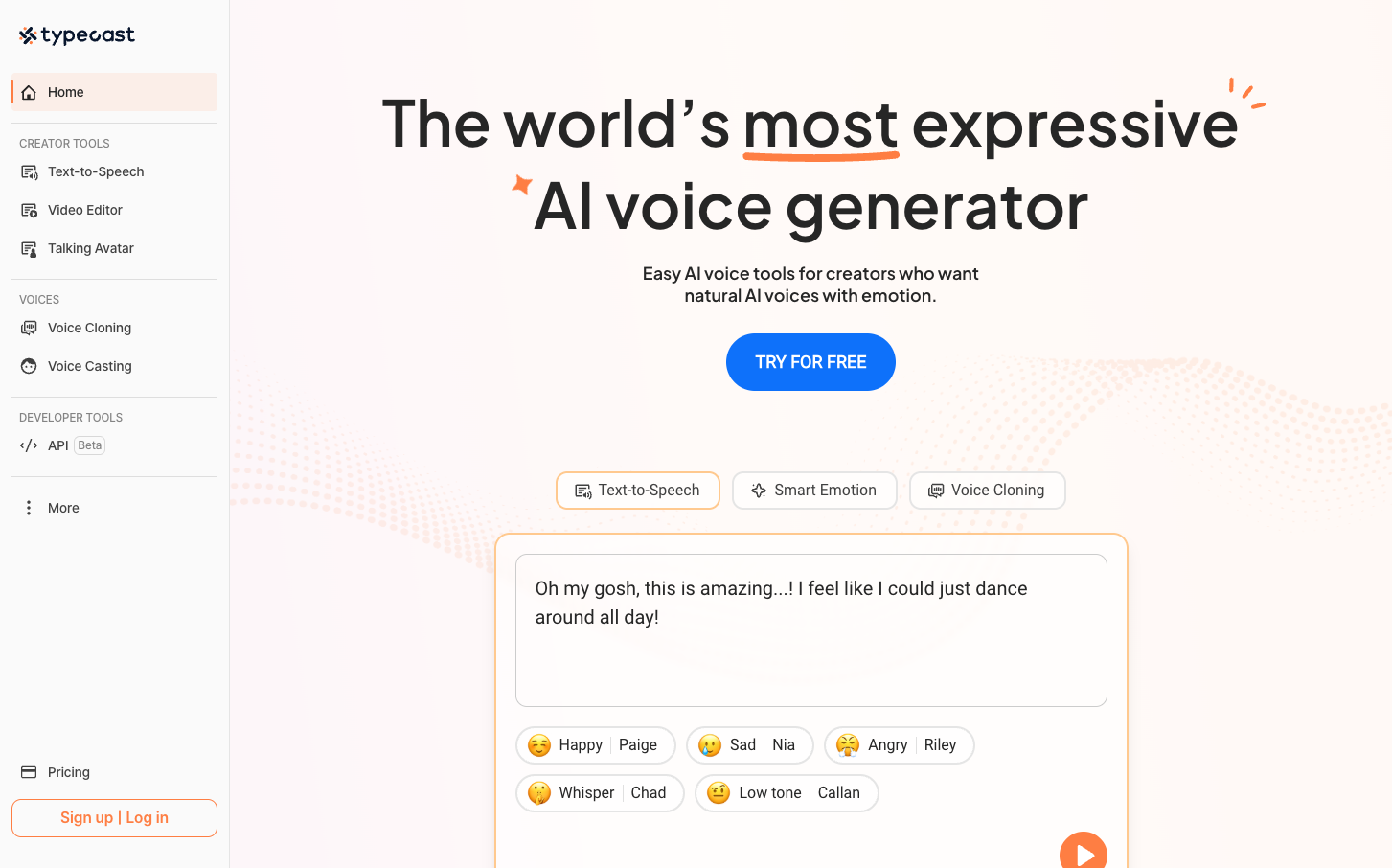 Typecast AI Voice Generator screenshot