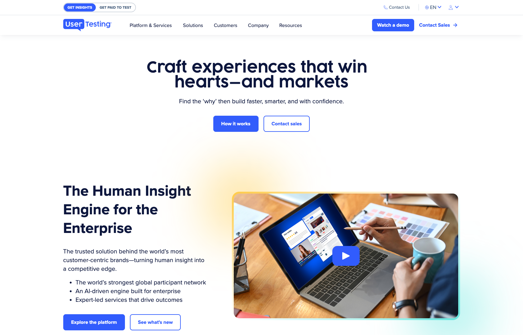 UserTesting Human Insight Platform screenshot