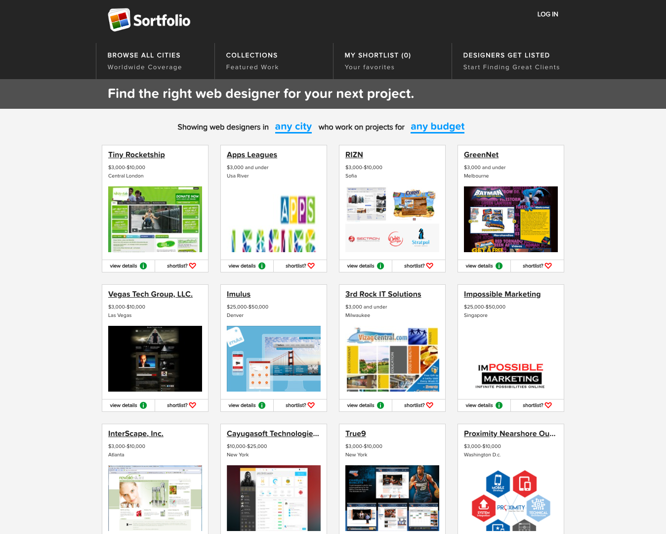 Sortfolio screenshot