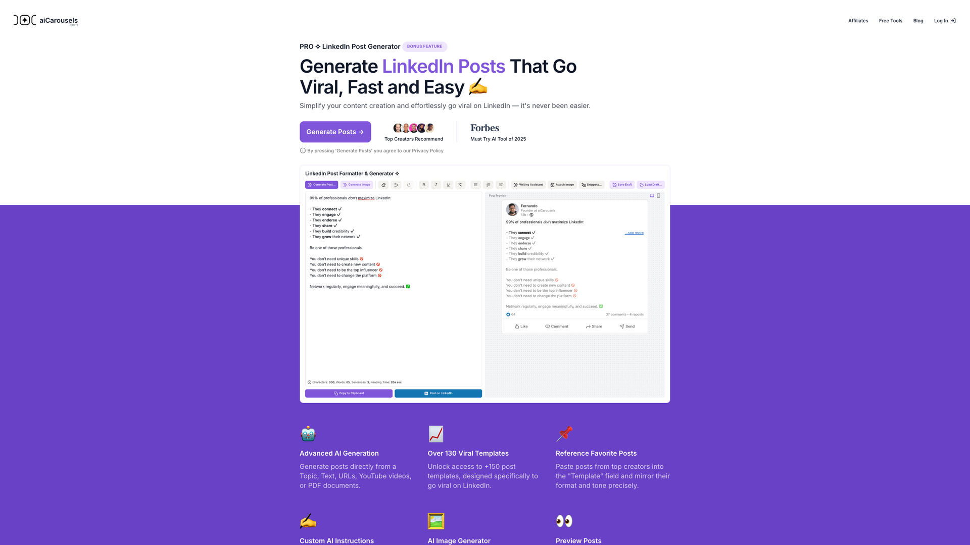 LinkedIn AI Post Generator screenshot