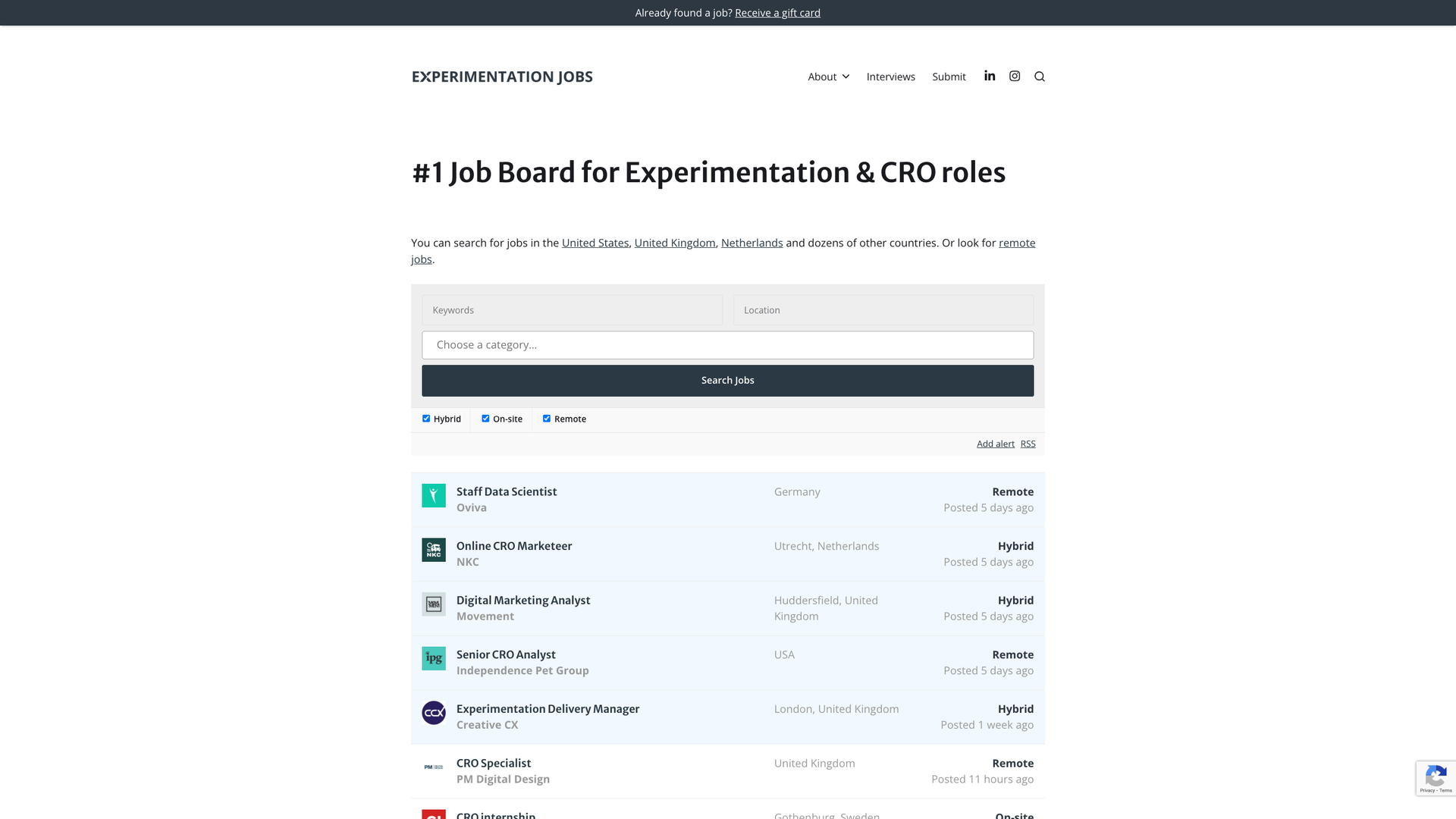 Experimentation Jobs screenshot