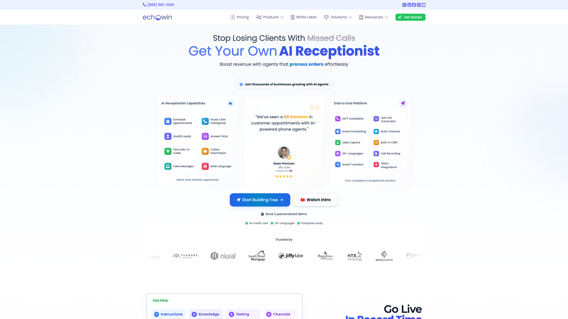 Echowin AI Receptionist screenshot