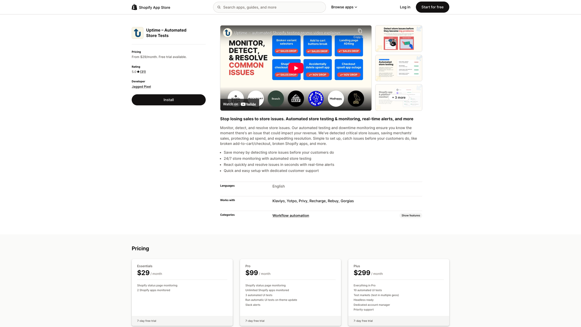 Uptime – Automated Store Tests screenshot
