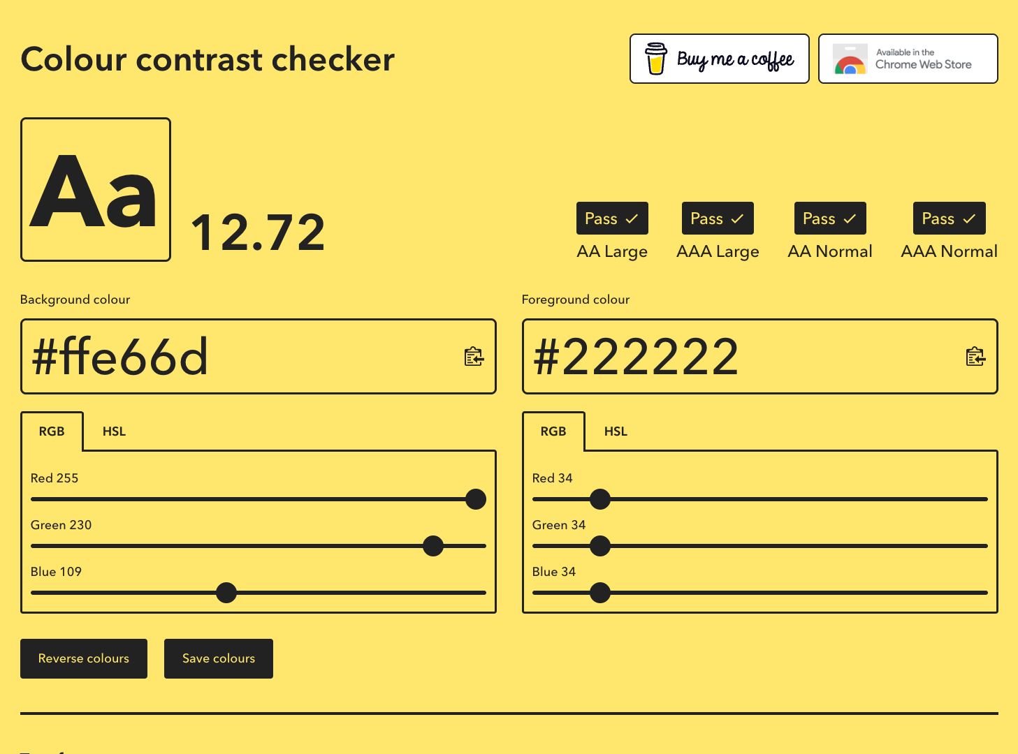 Colour Contrast Checker screenshot