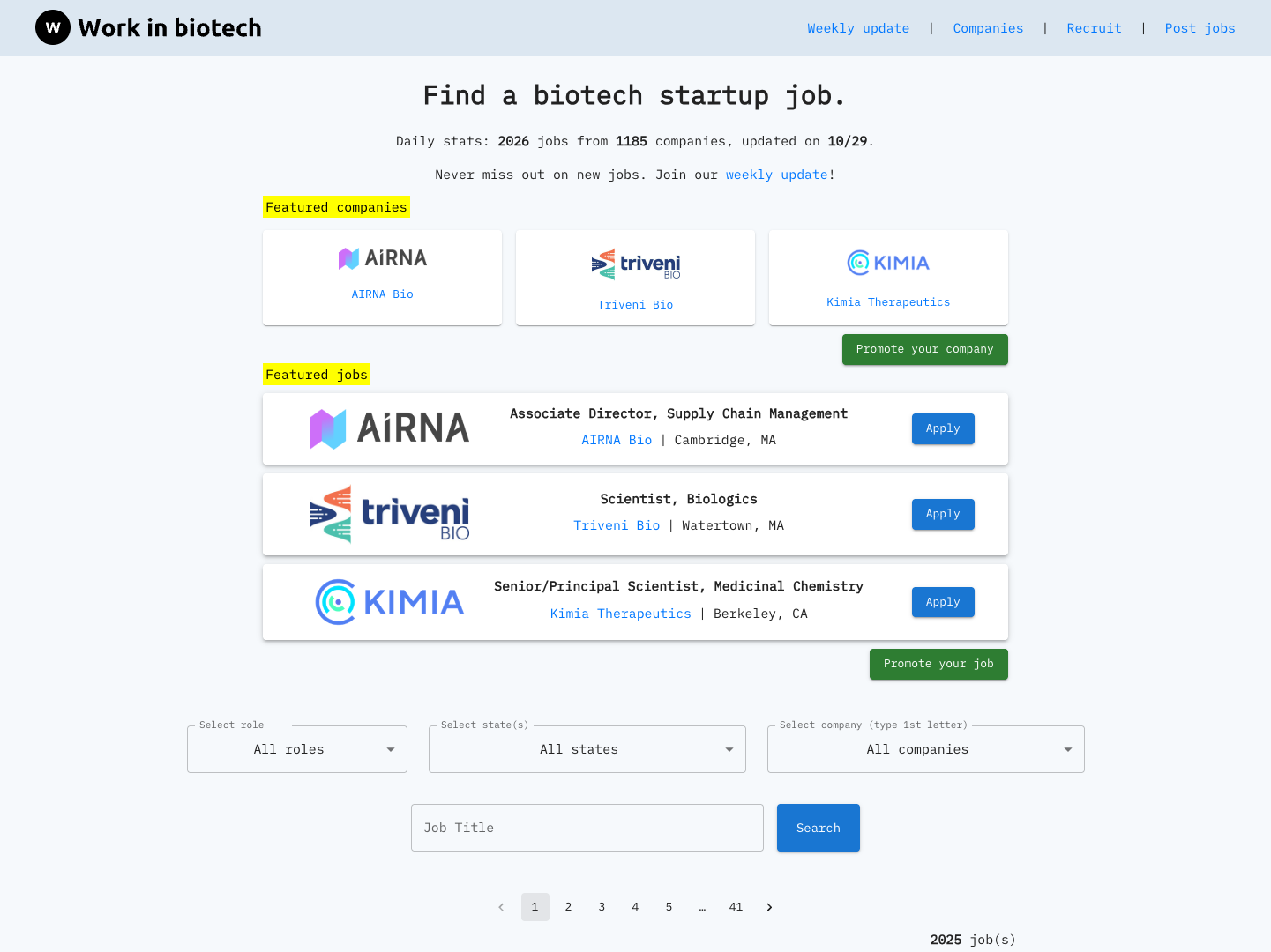 Work in Biotech (WIB) screenshot