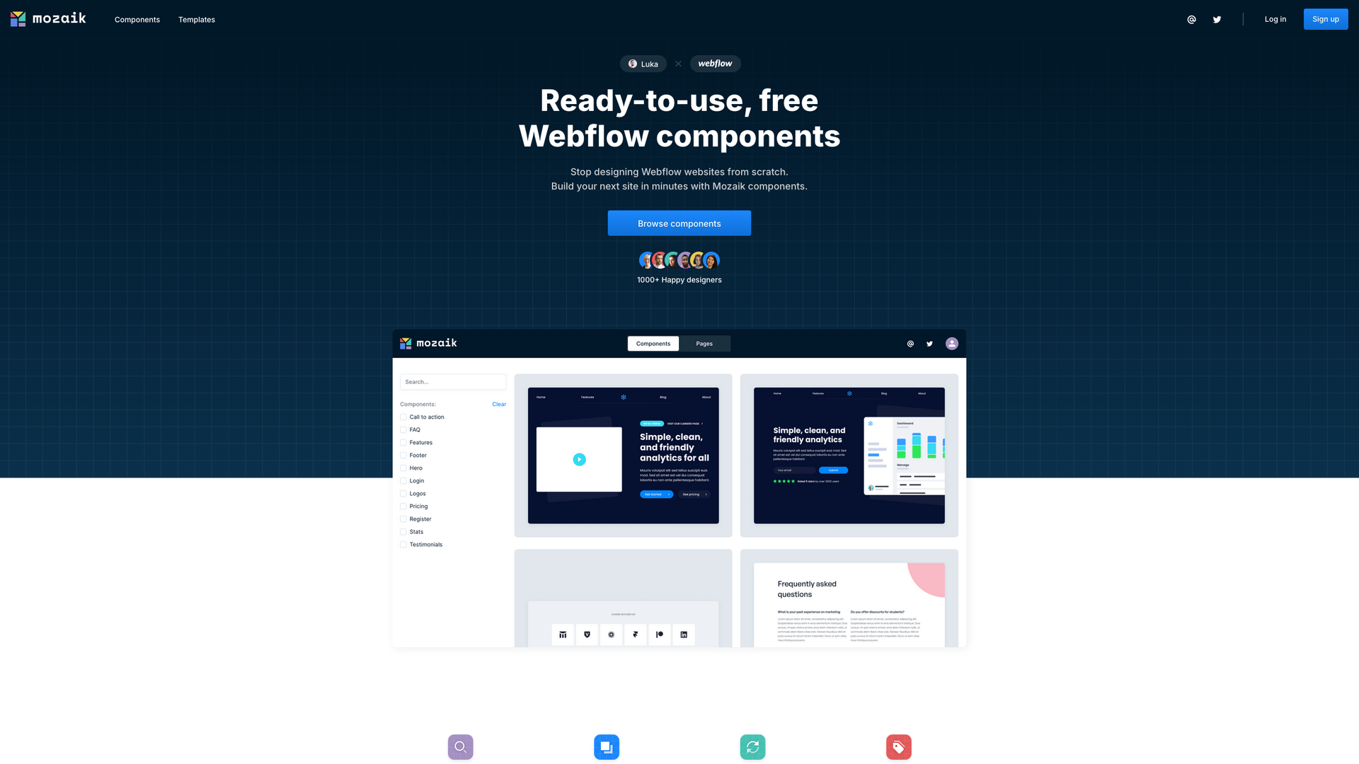 Mozaik Webflow Components screenshot