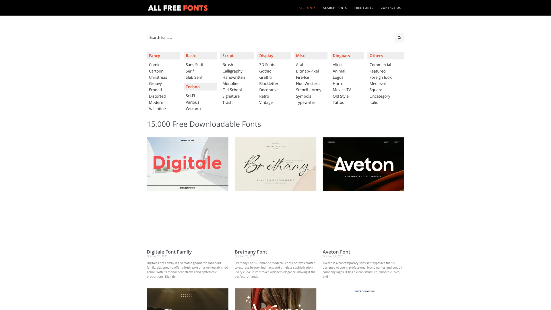 All Free Fonts screenshot