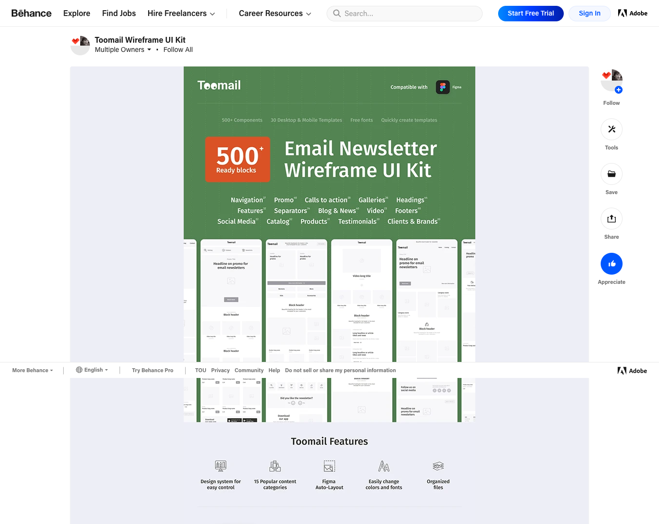 Toomail Wireframe UI Kit screenshot