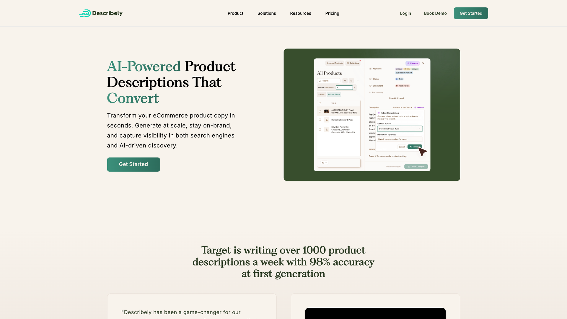 Describely screenshot