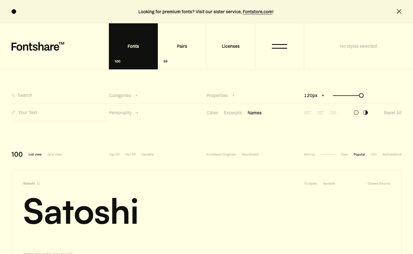 Fontshare screenshot