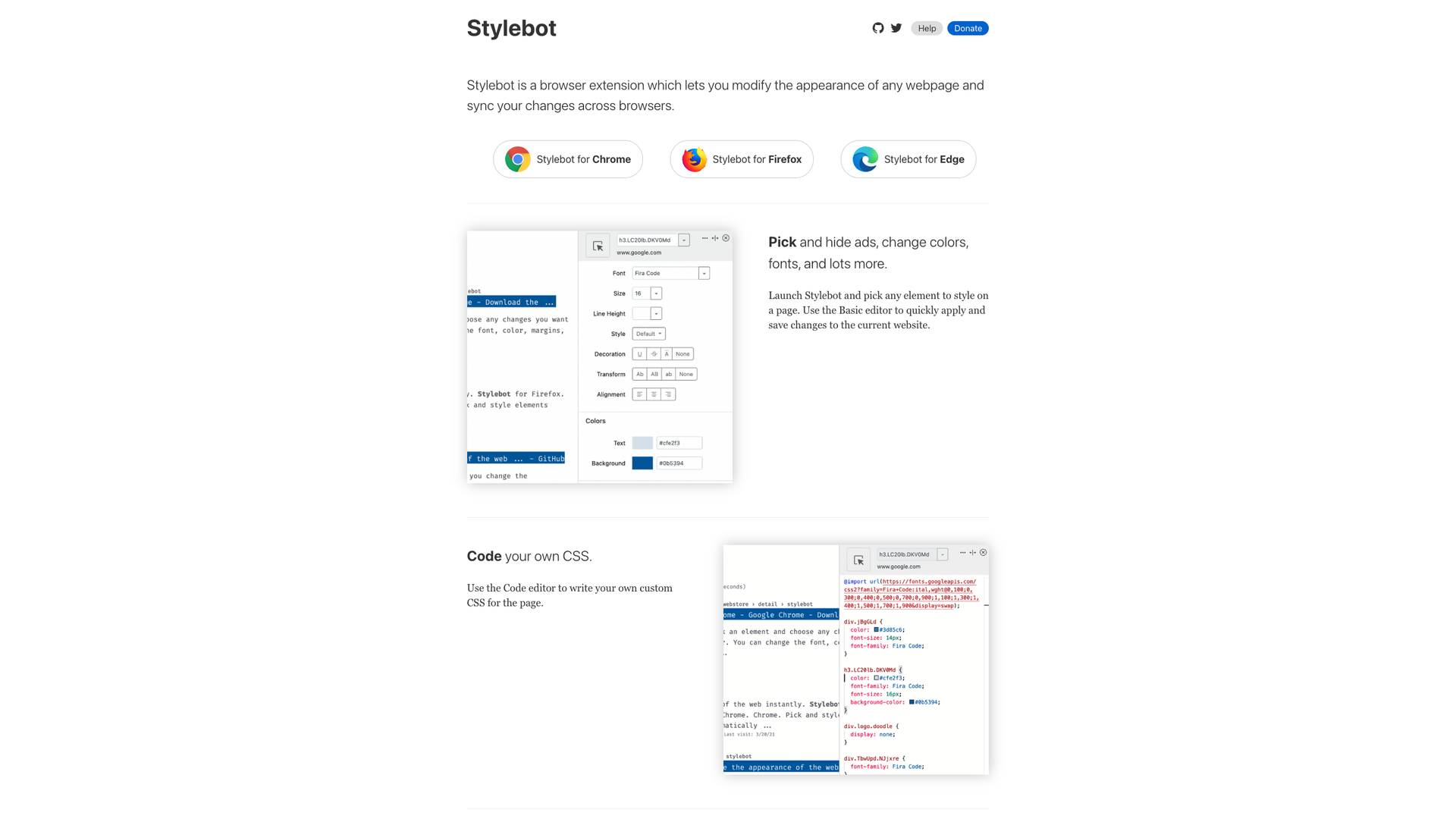 Stylebot screenshot
