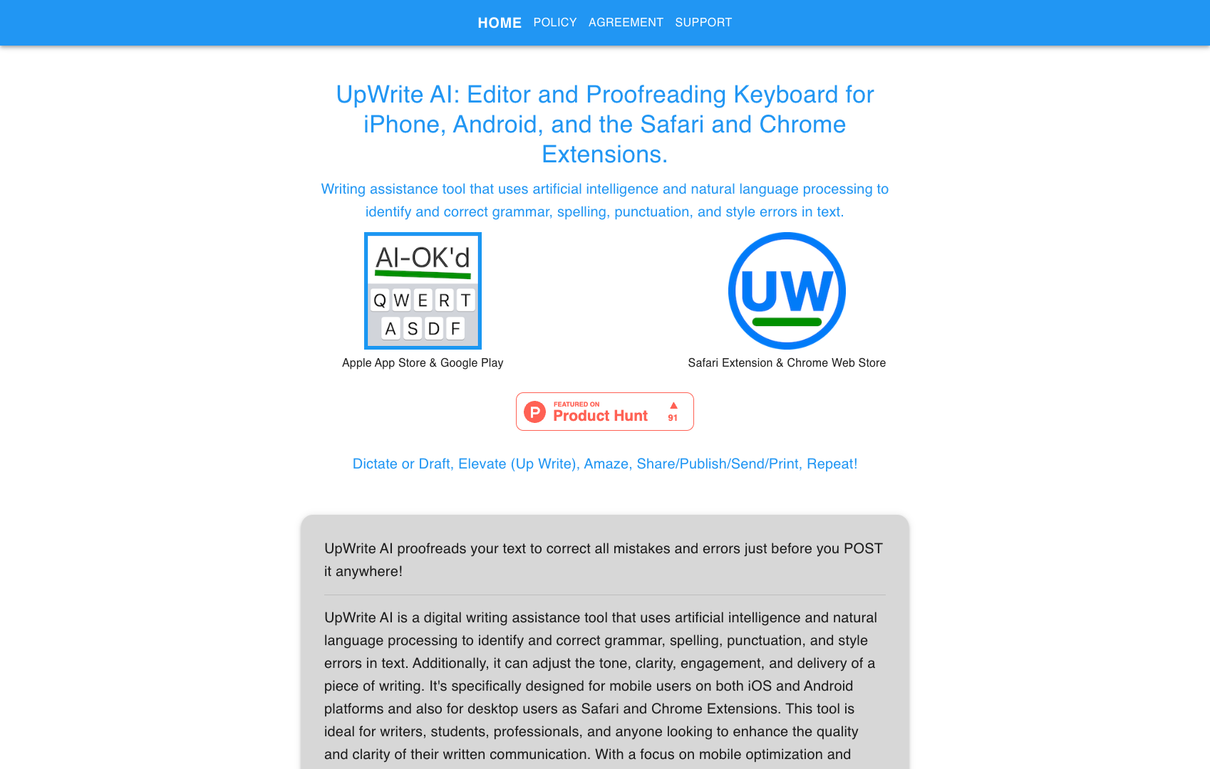 UpWrite AI Editor & Keyboard screenshot