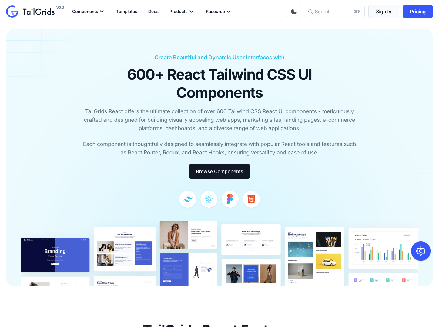 TailGrids React screenshot