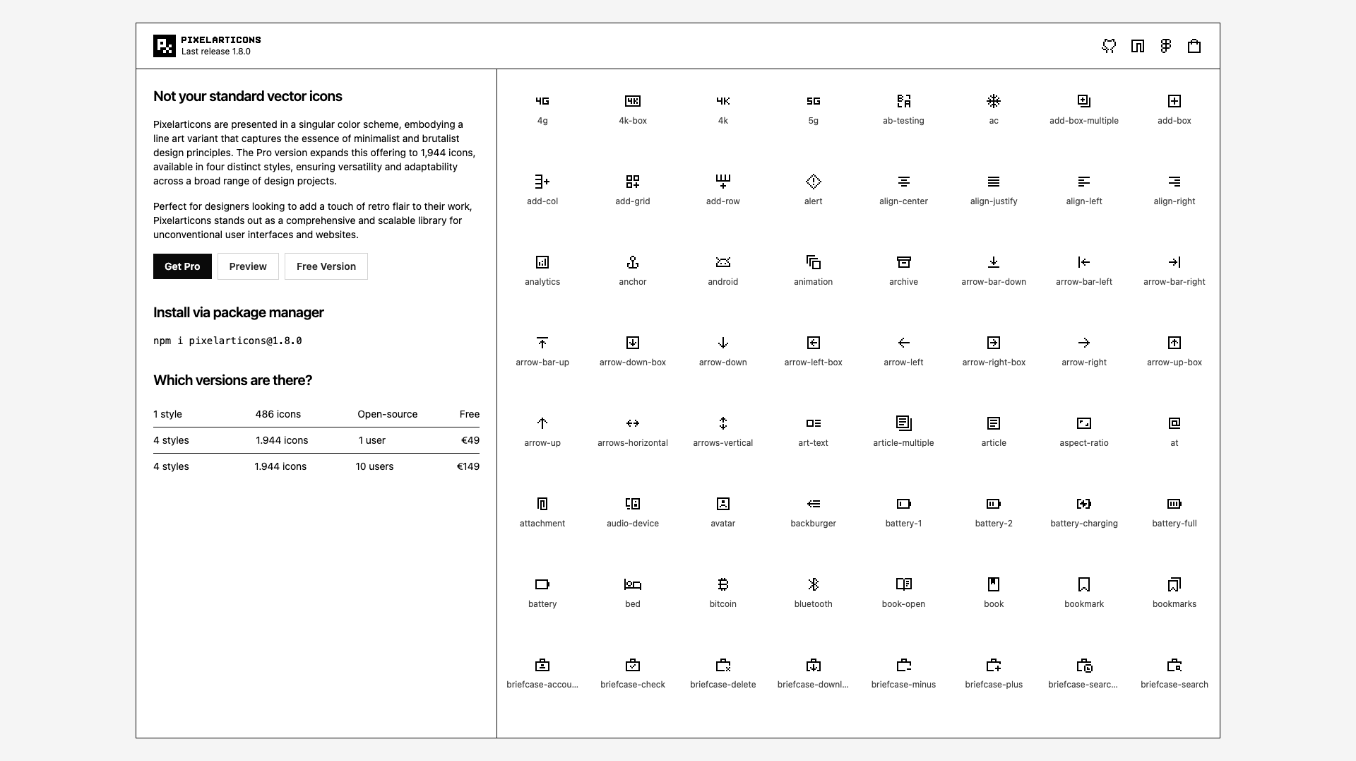 Pixelarticons screenshot