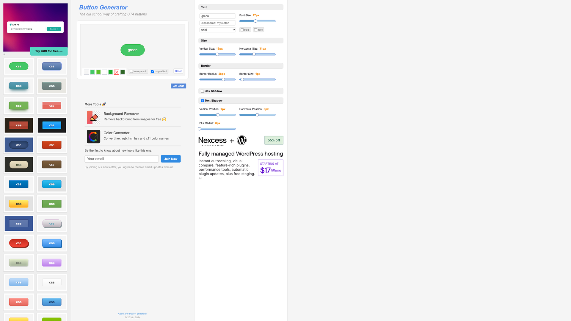CSS Button Generator screenshot