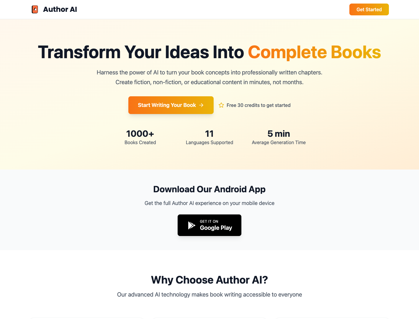 Author AI screenshot