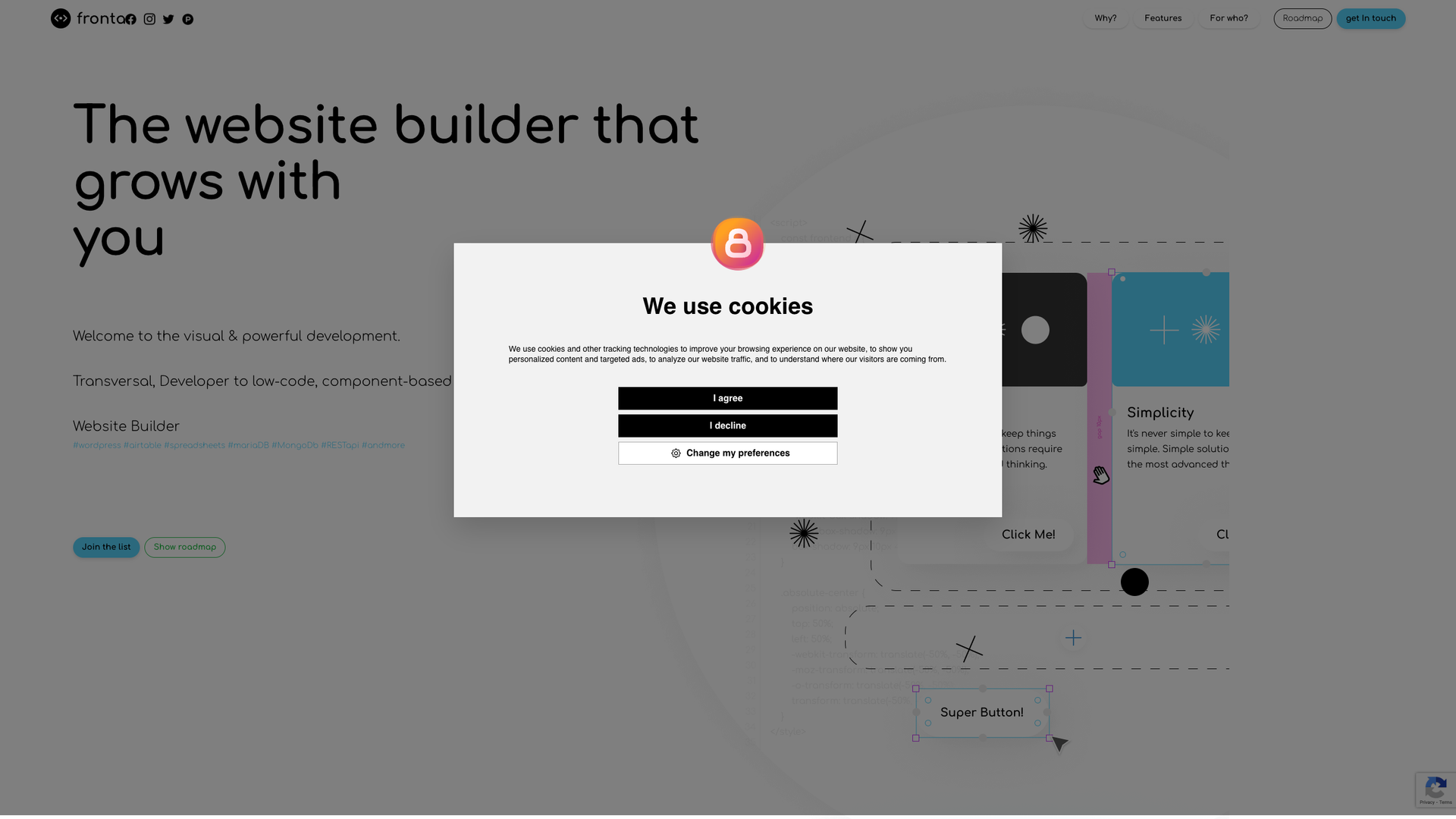 Fronta Website Builder screenshot