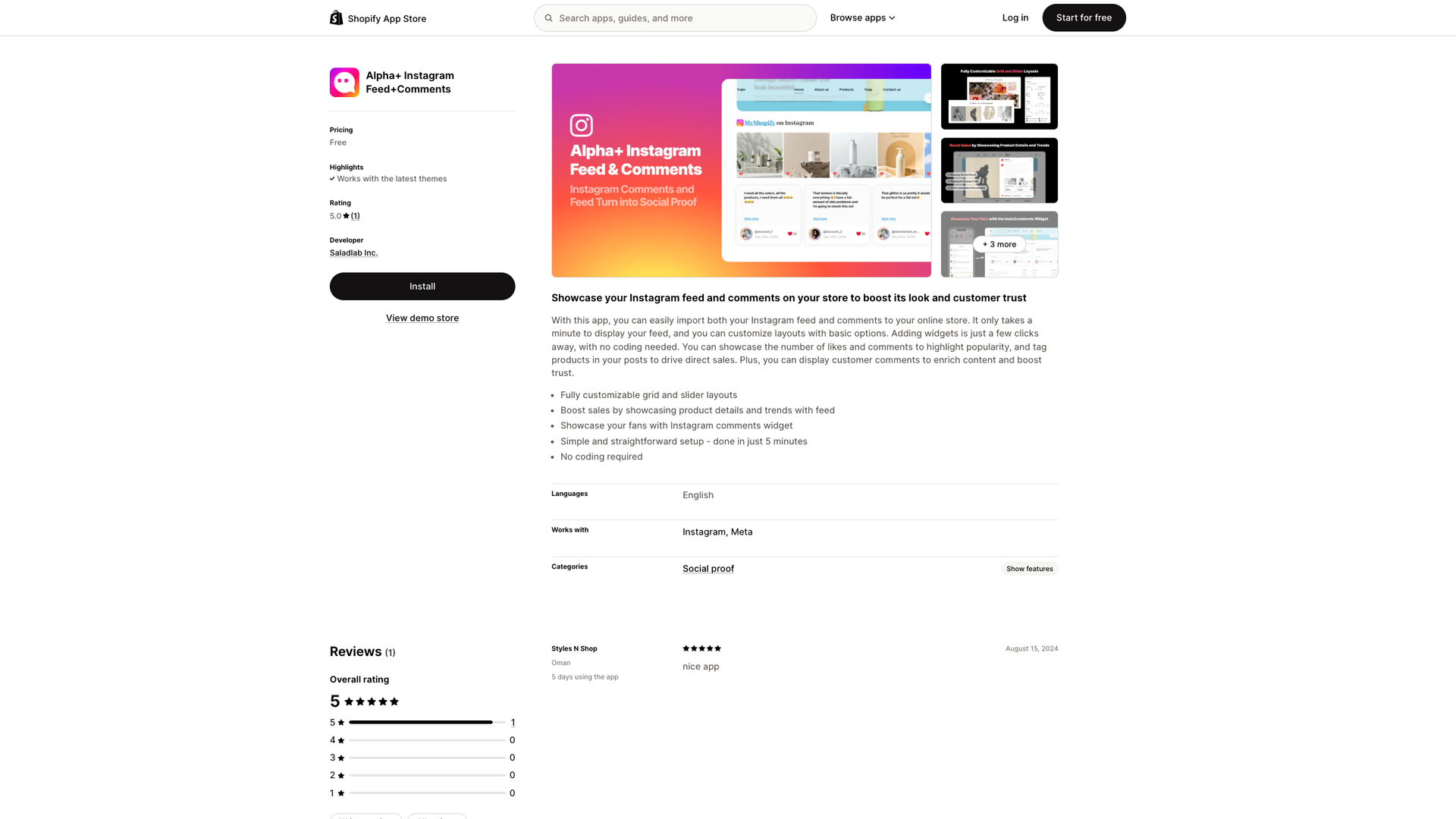 Alpha+ Instagram Feed+Comments screenshot