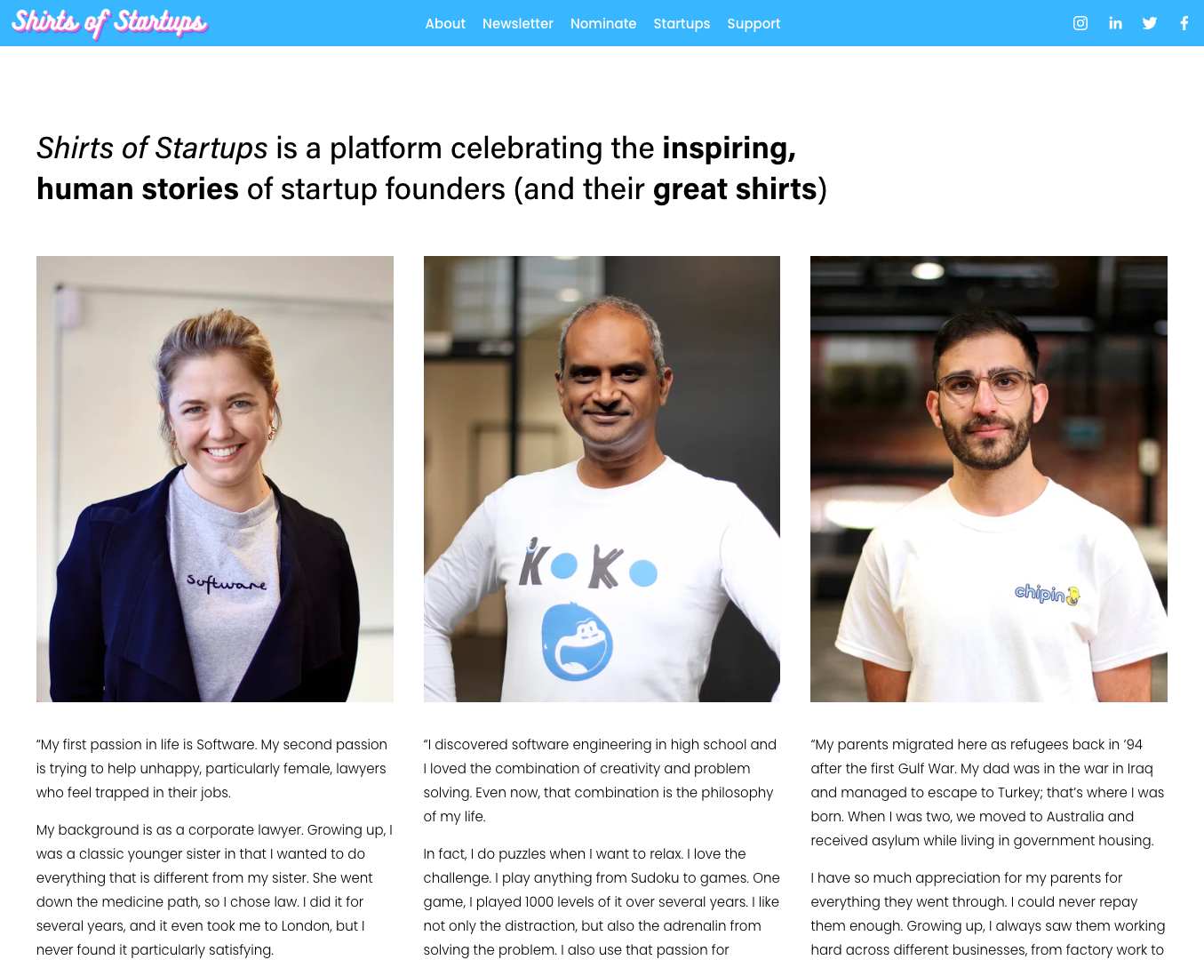 Shirts of Startups screenshot