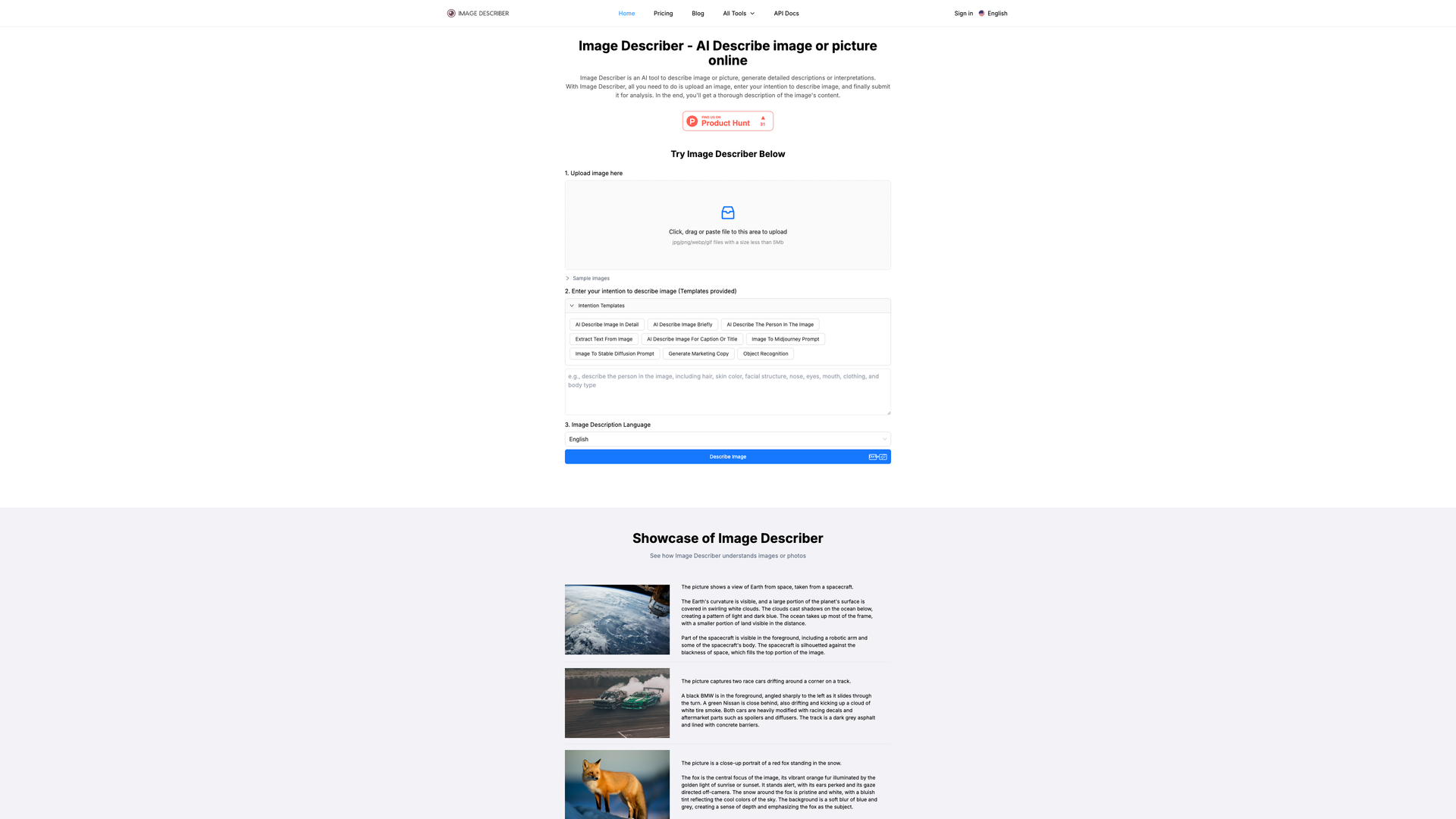 Image Describer screenshot