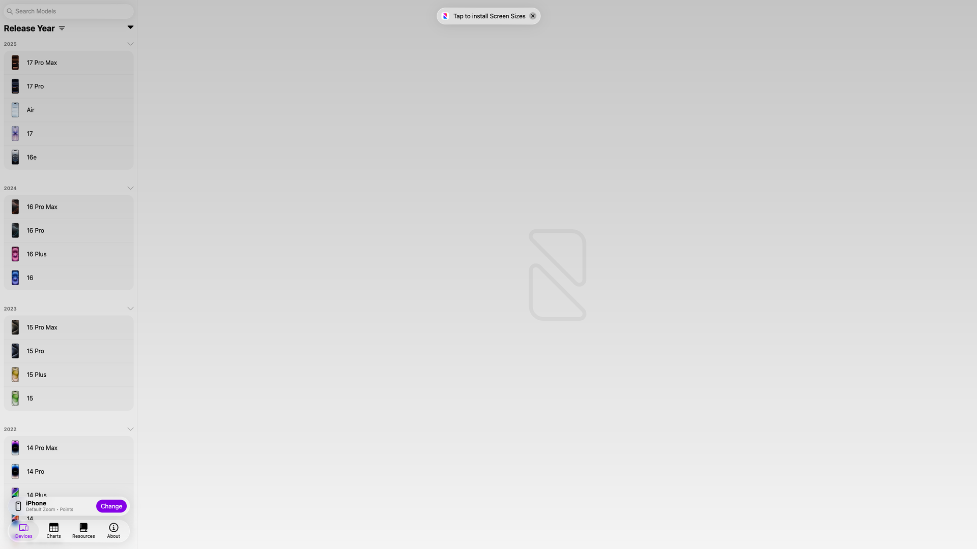 Screen Sizes – Apple UI Spec Guide screenshot