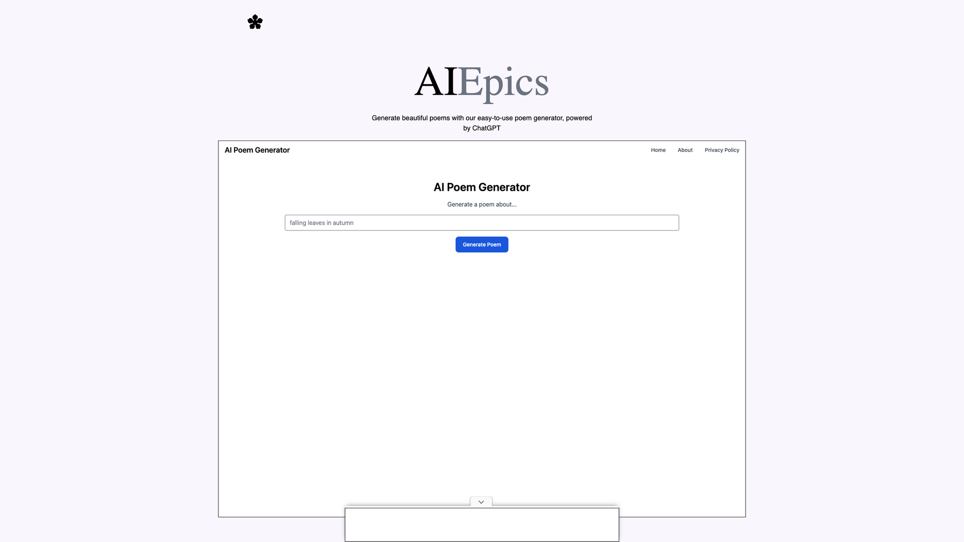 AIEpics AI Poem Generator screenshot
