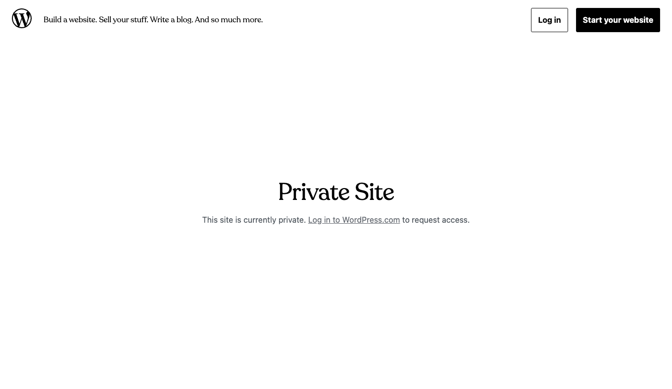 WordPress.com Private Site screenshot