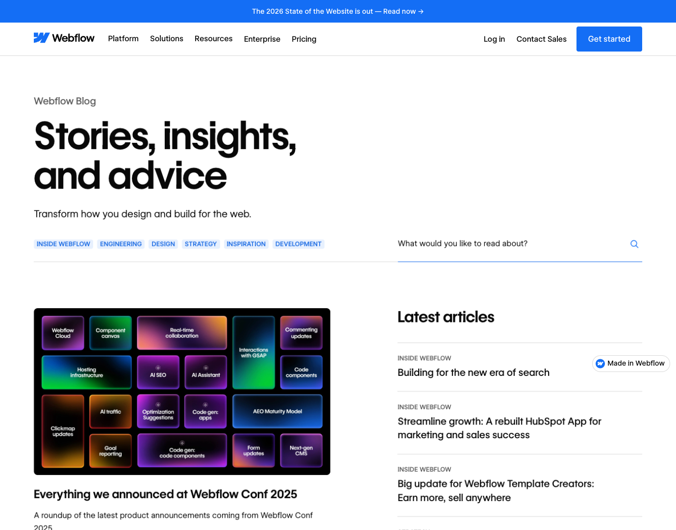 Webflow Blog screenshot
